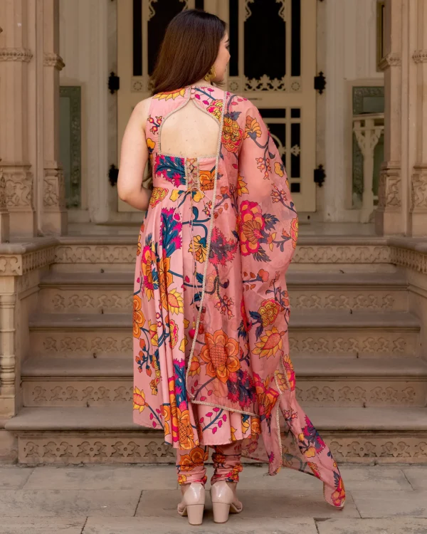 ladies Blush Blossom Anarkali Suit Set - Image 3