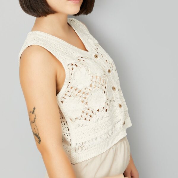 Women Crochet Knit Vest Top - Image 5