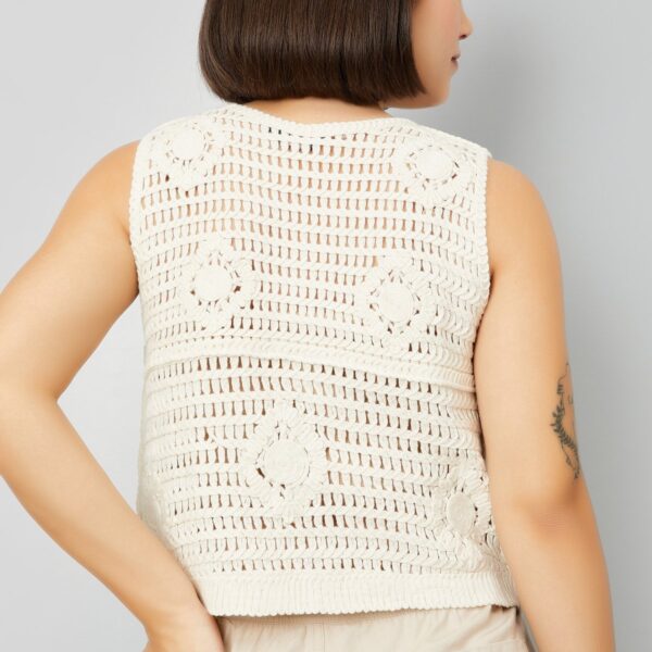 Women Crochet Knit Vest Top - Image 3