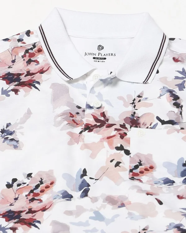 Men Floral Slim Fit Polo T-Shirt - Image 2