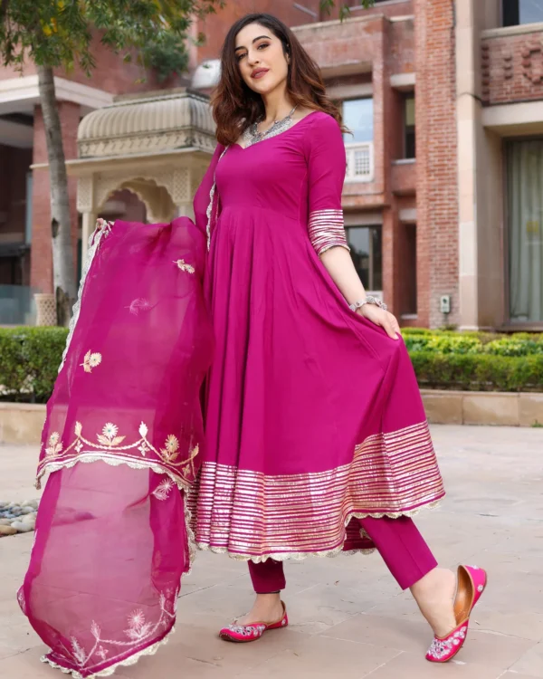 Woman Sparkling Purple Gotapatti Suit Set - Image 4