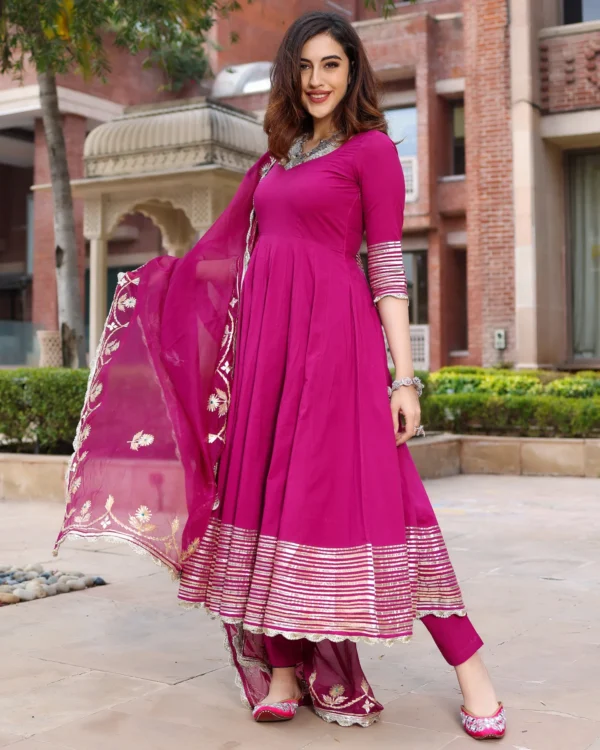 Woman Sparkling Purple Gotapatti Suit Set