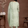 Women Green Printed Organza Straight Suit With Dupatta - Image 5
