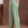 Women Green Printed Organza Straight Suit With Dupatta - Image 4