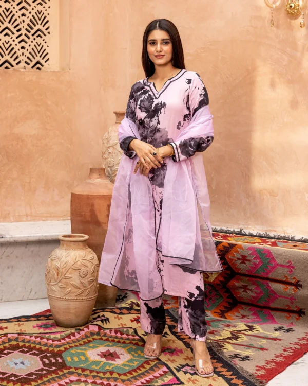 Women Mauve Pink Floral Suit Set
